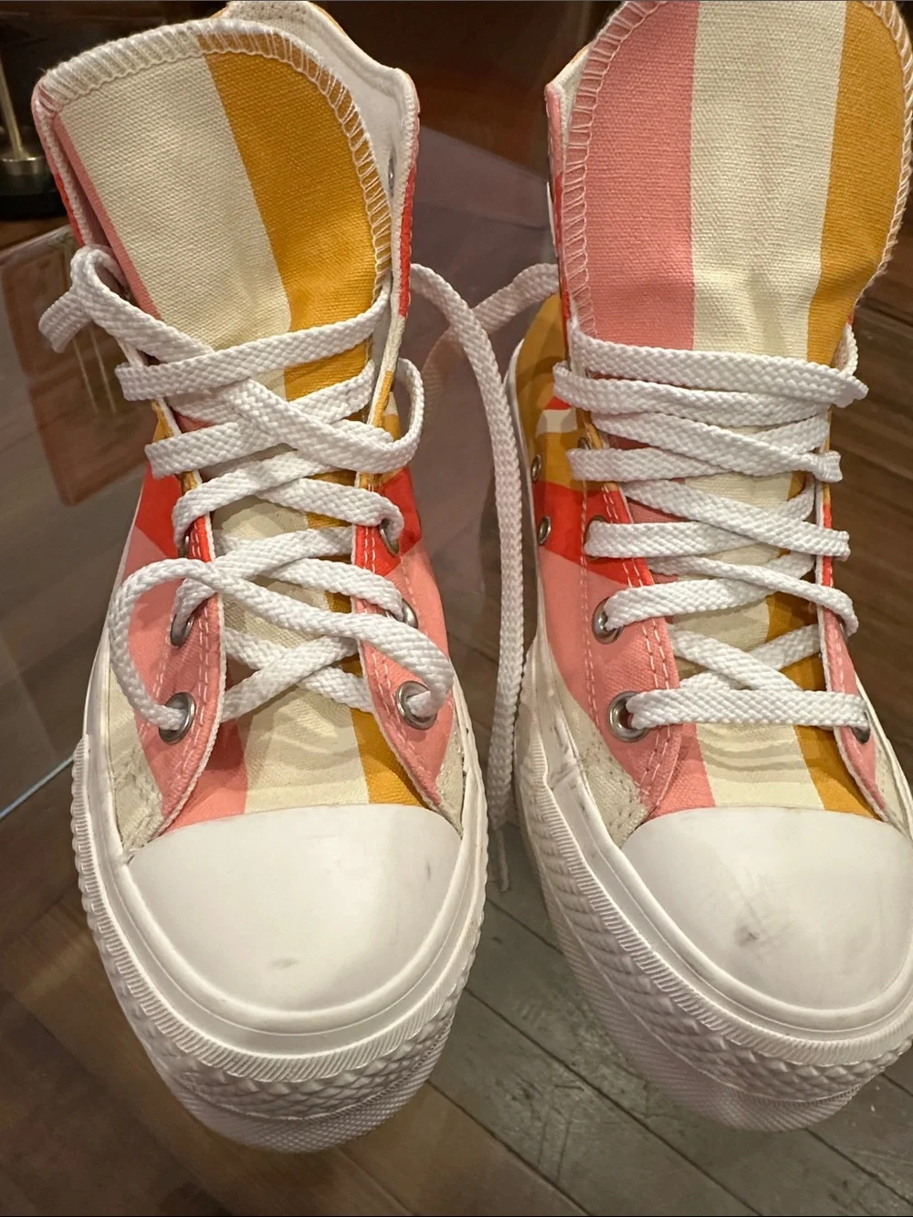 Converse Summer Spirit High-Top Sneakers in Pink, Yellow & Cream